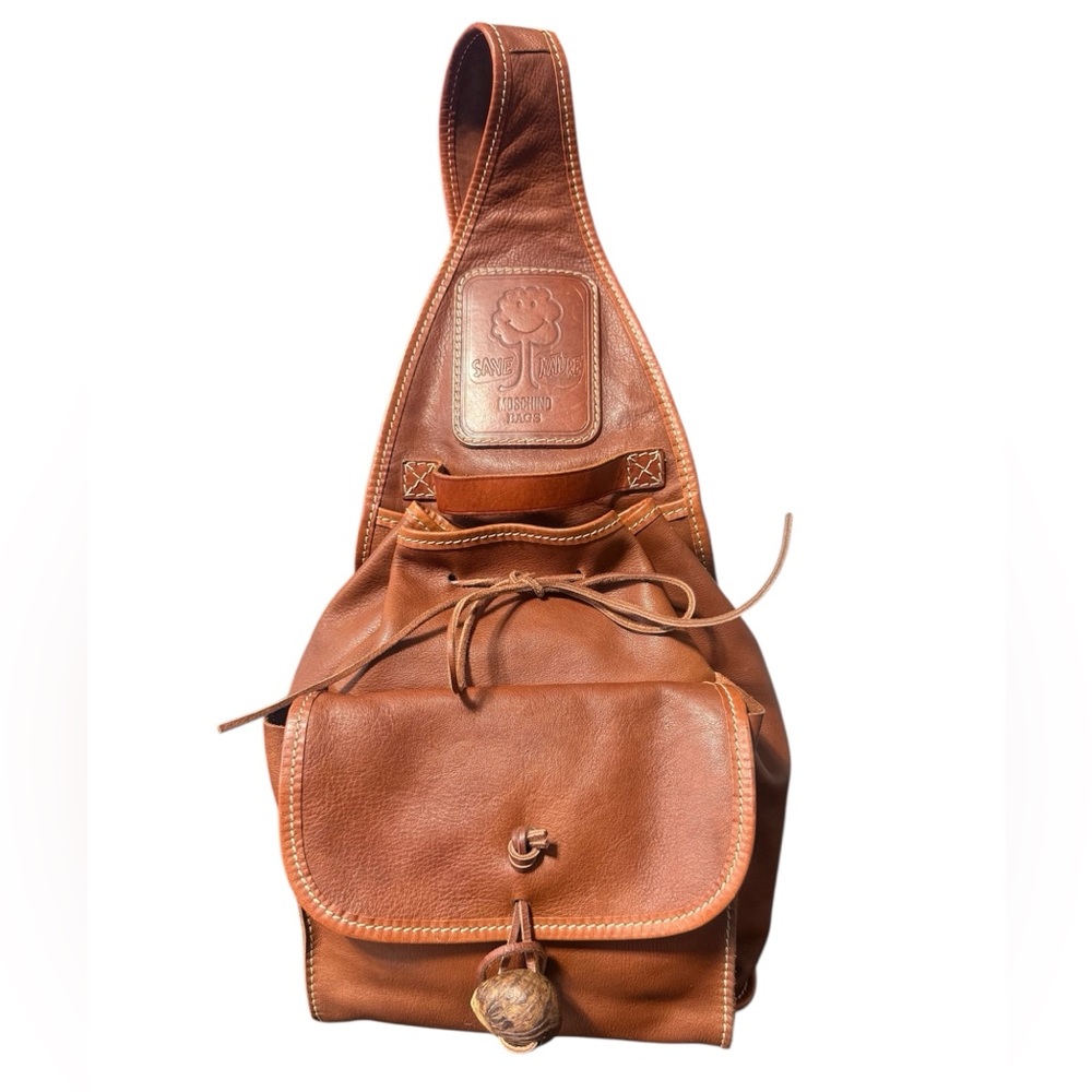 Vintage Moschino Red Wall Leather Shoulder Backpack/Italy Made